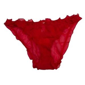 Vtg NWOT Victoria's Secret Panties Y2K 2002 Magenta Sheer Rhinestone Xoxo Hi Cut